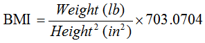 BMI equation (Imperial - English / US units)